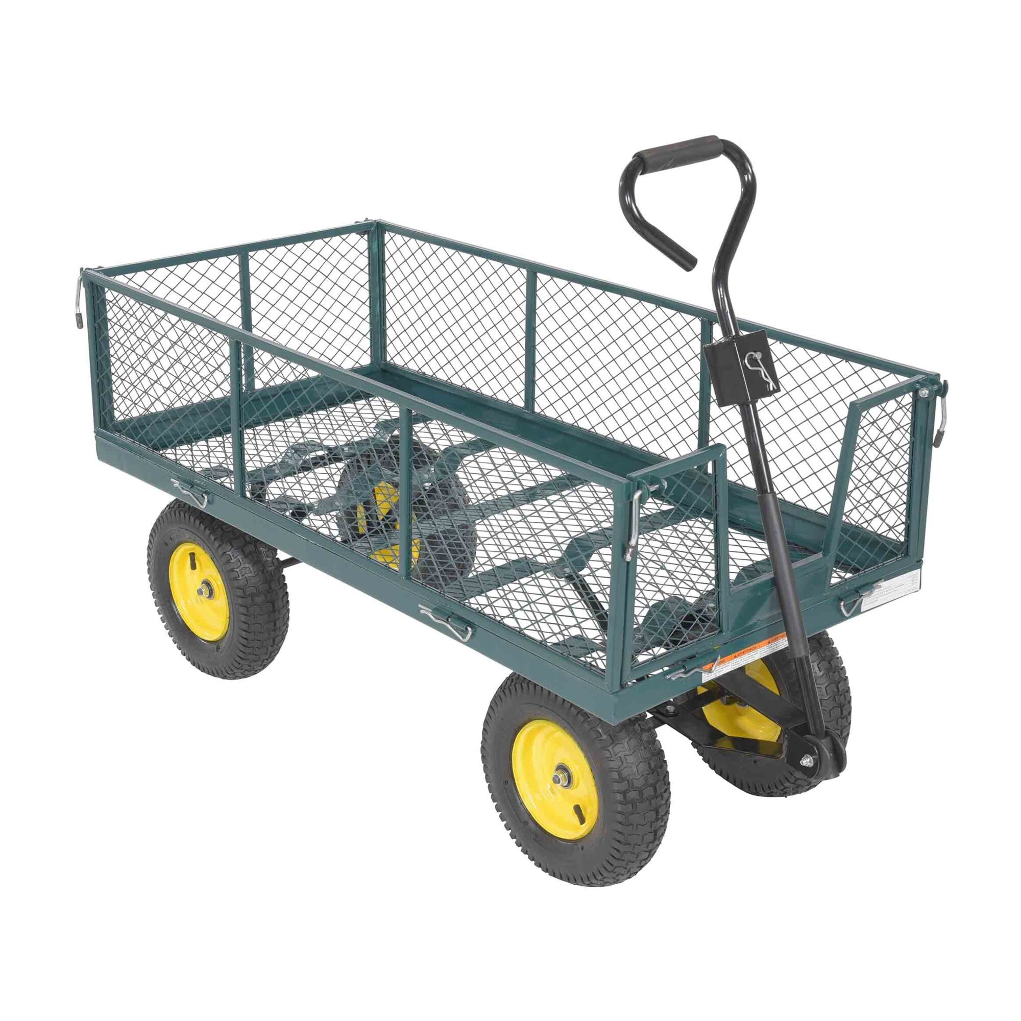 Vestil Landscape Cart with Fold Down Sides - 1000 lb. Capacity, Pneumatic Tires, Steel, Model# LSC-2448-4SD
